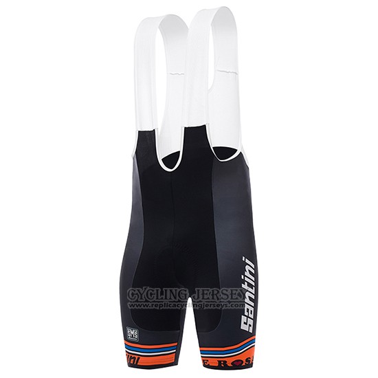 2017 Cycling Jersey De Pink Santini Black and Orange Short Sleeve and Bib Short